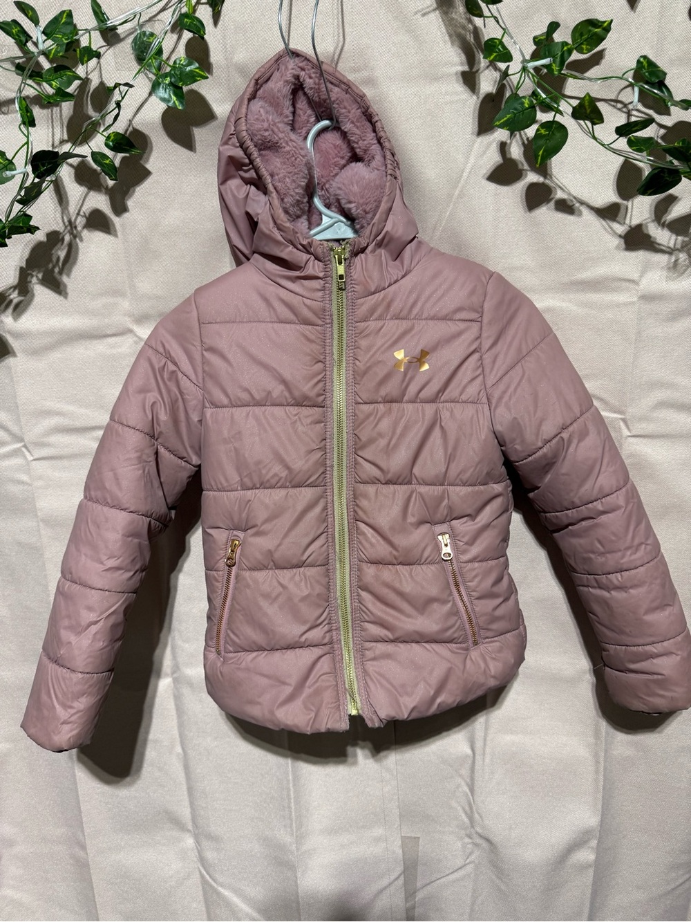 Under Armour Girls' Dusty Mauve Puffer Jacket with Hood